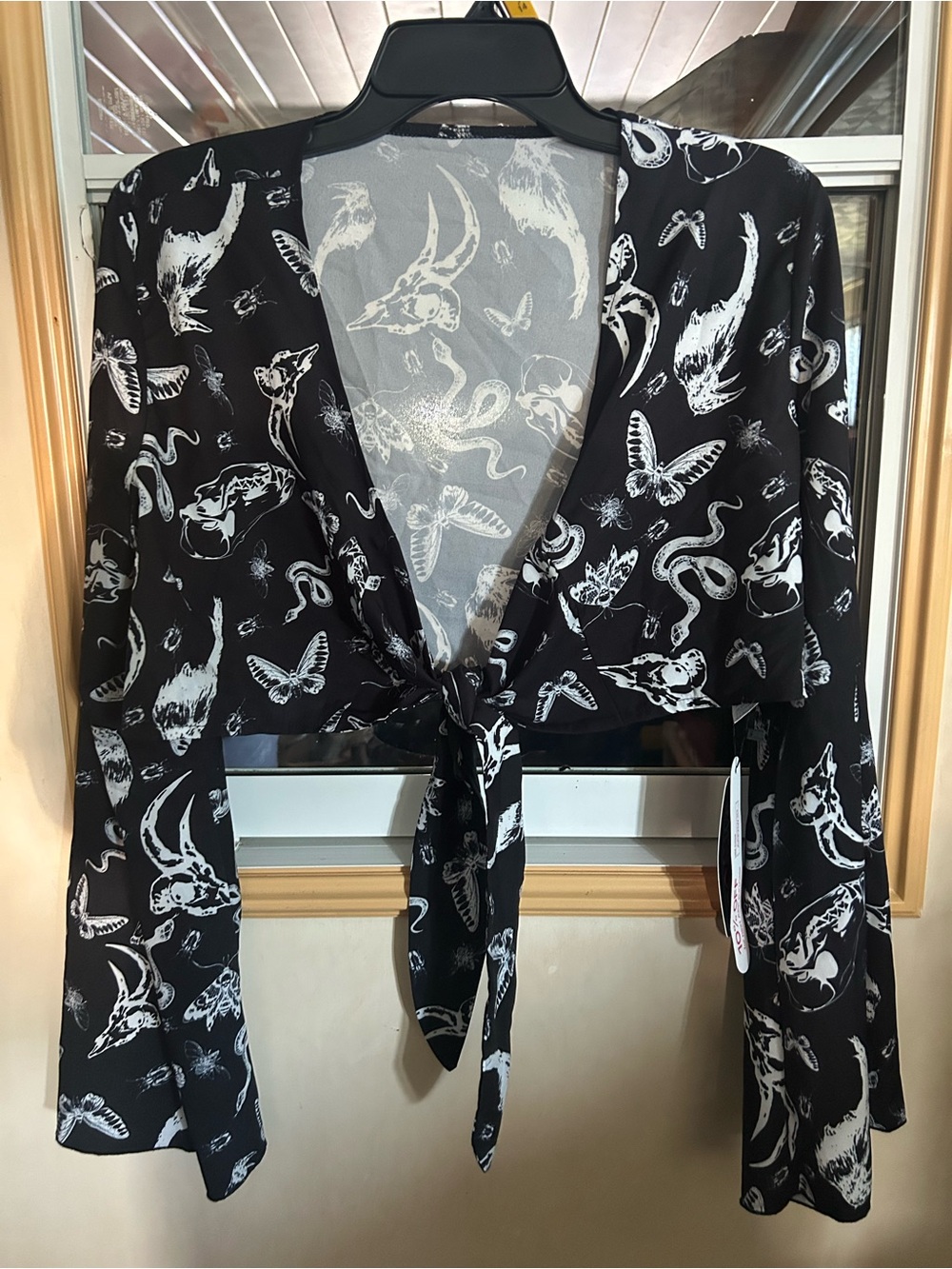 Halloween Spooky Nature Print Tie-Front Top